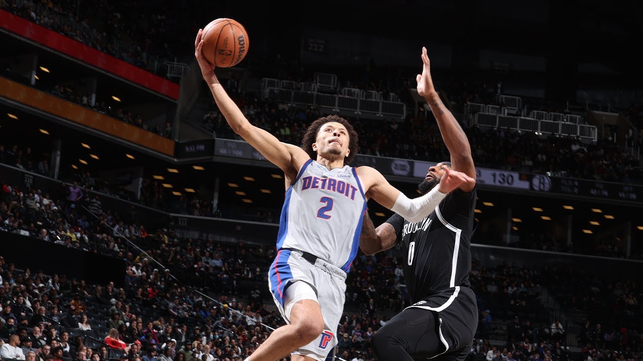 Cade Cunningham Ties Career-high 34 points vs. Brooklyn Nets background