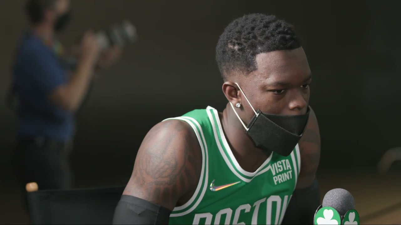 Dennis Schroder on His Decision to Come to Boston |2021 Celtics Media Day background