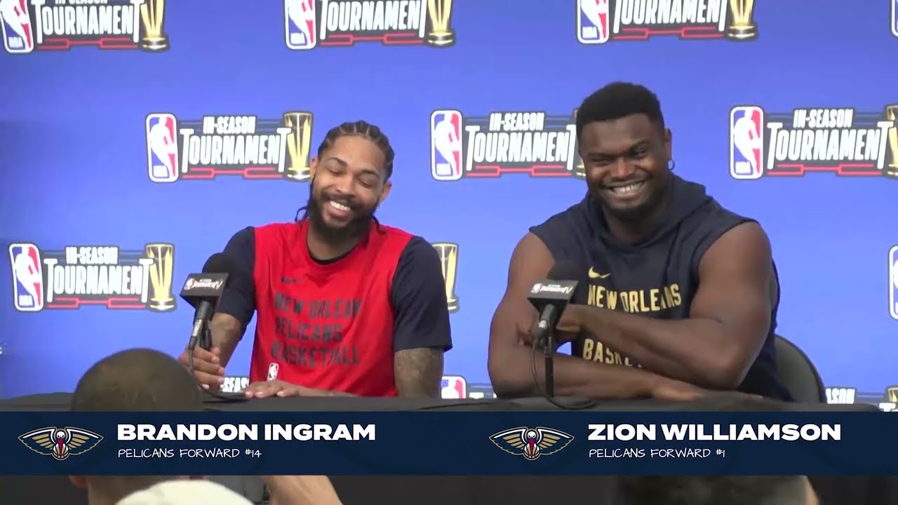 Zion Williamson & Brandon Ingram talk In-Season Tournament Semifinal vs. Lakers 12/6/2023 background