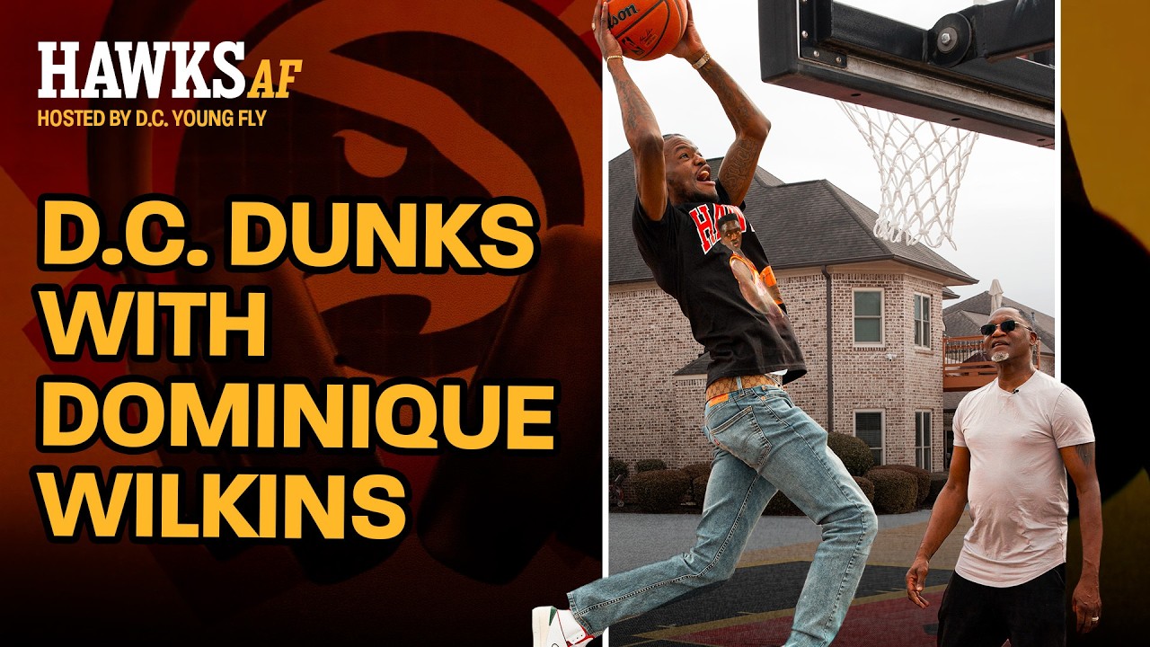 DC Young Fly goes crazy on 8-foot hoop in front of Nique | Hawks AF background