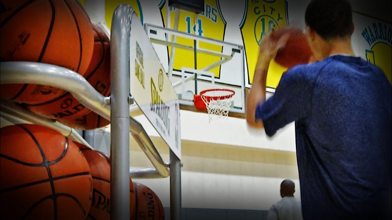 Steph Curry preps for the 3-Point Contest background
