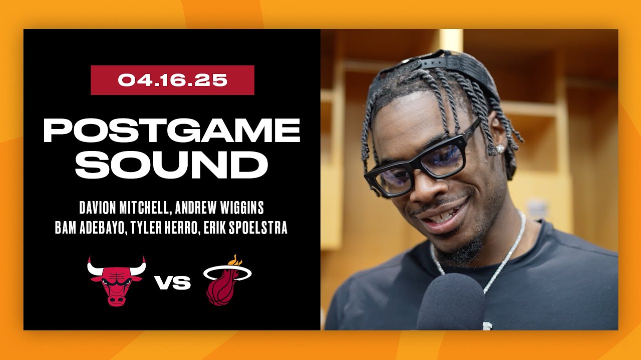 Mitchell, Wiggins, Adebayo, Herro, Spoelstra | Postgame Interview | April 16, 2025 background