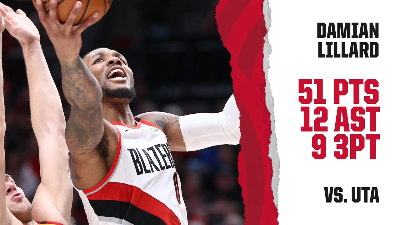 Damian Lillard (51 PTS, 12 AST, 9 3PT) Highlights | Trail Blazers vs. Jazz