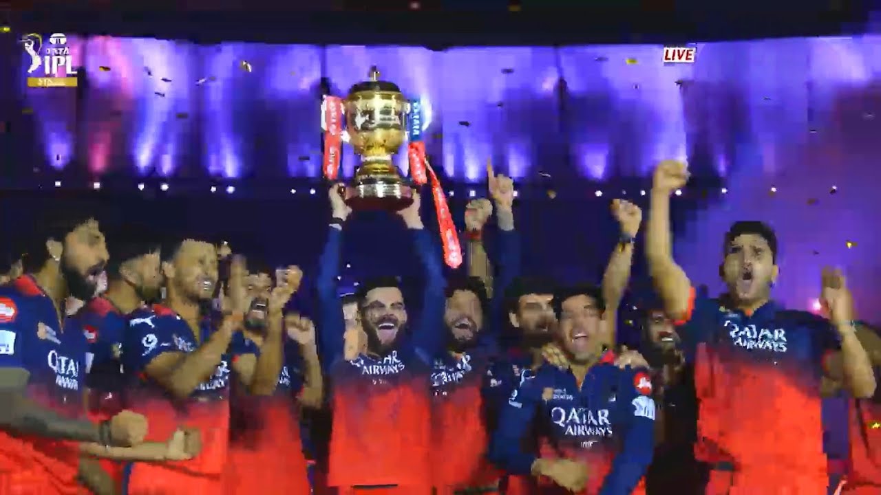 Virat Kohli & RCB Trophy Celebration After Winning IPL 2025 | V Kohli Celebration With IPL Trophy background