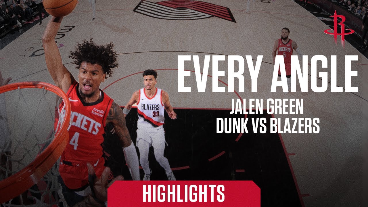 Every Angle Jalen Green Dunk vs Blazers | Houston Rockets