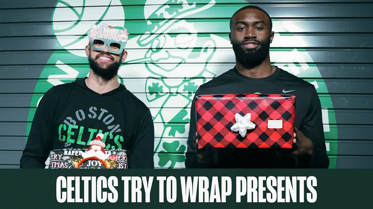 Celtics try to wrap Christmas presents and the results are hilarious 😂 background