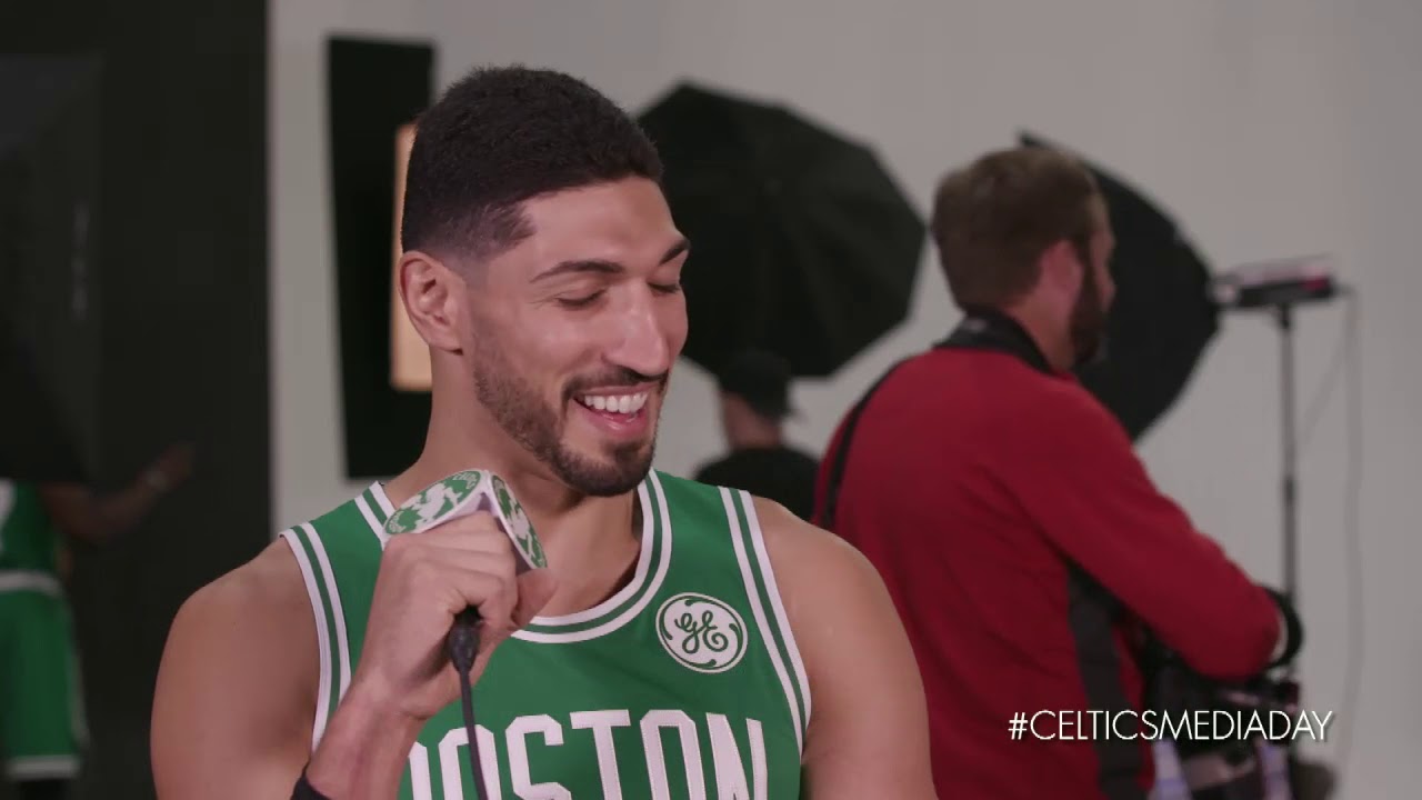 Enes Kanter at Celtics Media Day 2019 background