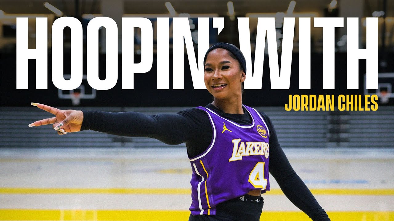 Can a World Champion Gymnast Learn a Laker Girls Routine? | Hoopin’ With Jordan Chiles background
