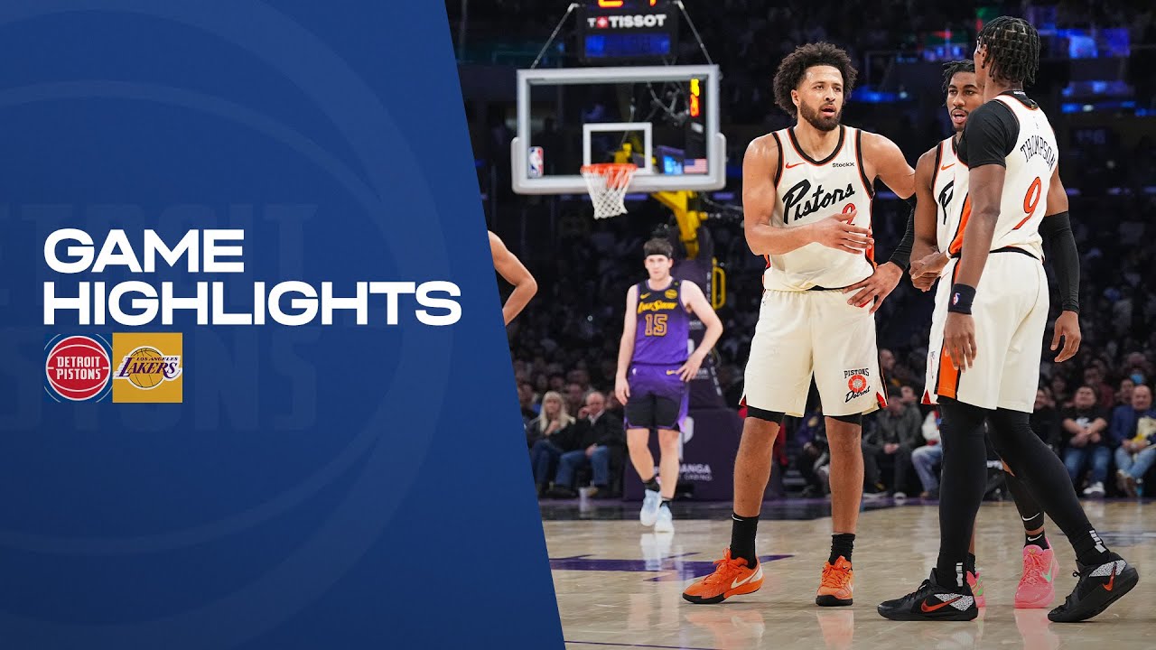 GAME HIGHLIGHTS: Detroit Pistons @ Los Angeles Lakers background