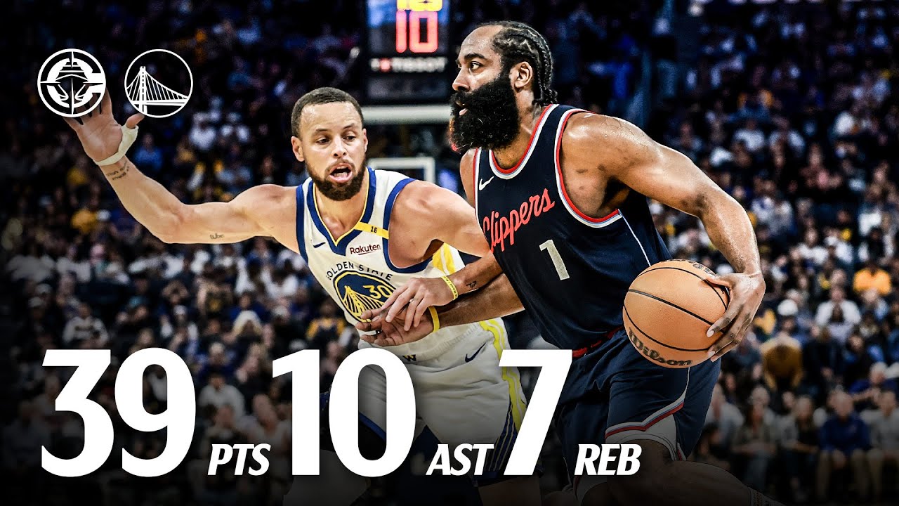 James Harden DOMINATES Warriors in OVERTIME with 39 Points Highlights | LA Clippers background