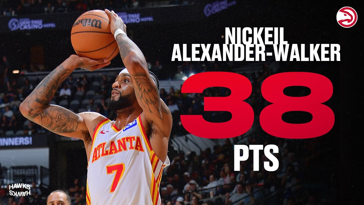 Nickeil Alexander-Walker sets new CAREER HIGH with 38 Points, 8 Threes for Hawks vs. Spurs background