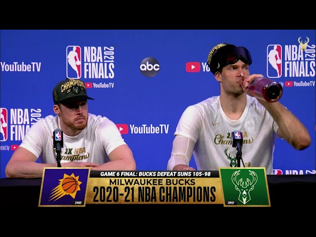 Pat Connaughton and Brook Lopez NBA Finals Game Six Media Availability | 7.20.21 background