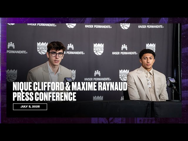 Nique Clifford, Maxime Raynaud, Coach Christie and Scott Perry | Rookie Introductory Presser 7.3.25 background