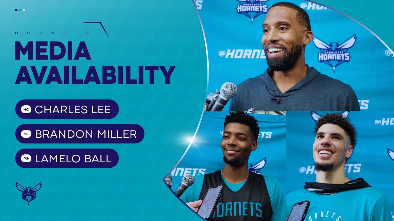 Training Camp Media Availability: Charles Lee, Brandon Miller, LaMelo Ball | 10/1/2024 background