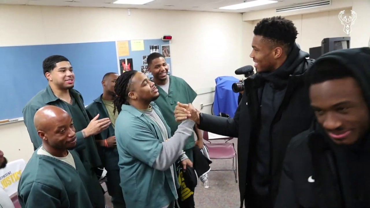 Giannis & Thanasis Deliver Zoom Freak 1 Surprise To Residents At Racine Correctional Institution background