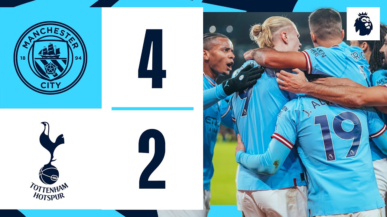 Highlights! Man City 4-2 Tottenham Hotspur | Goals from Alvarez, Haaland and a Mahrez double background