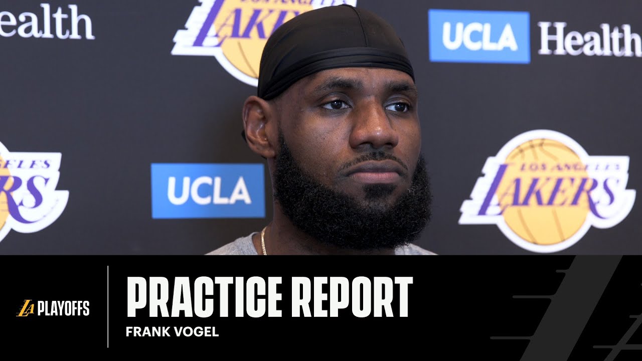 LeBron James speaks on being named All-NBA 1st Team in year 17 | Lakers Practice background