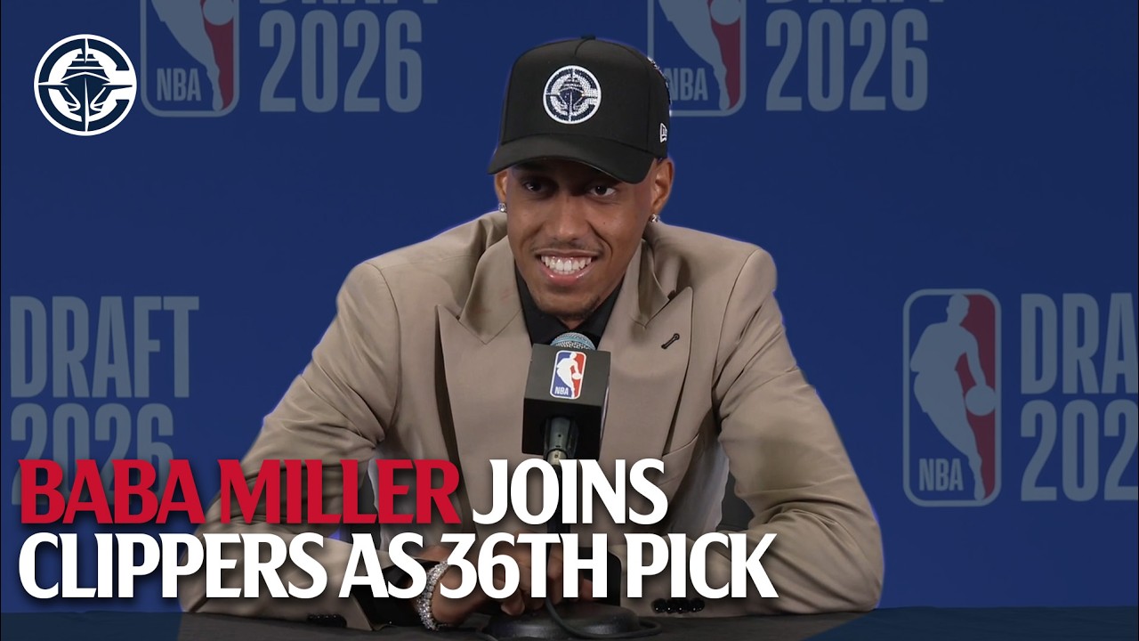 Baba Miller Joins LA Clippers as 36th Pick | NBA Draft Press Conference background