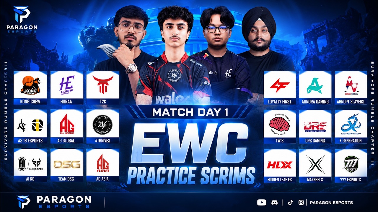 PUBGM 2026 EWC PRACTICE SCRIMS - DAY 1 - FT. #4T #DSG #KONG #HORAA #DRS #AURORA