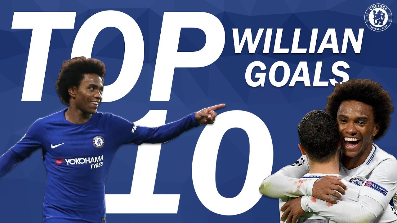 TOP 10: Willian Goals | Chelsea Tops background