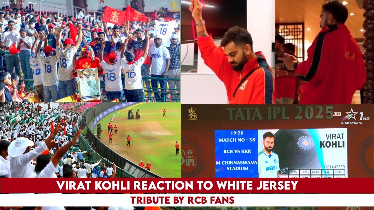 Virat Kohli Reaction to RCB Fans in White Jersey Today in RCB vs KKR | RCB Fans in White Jersey background