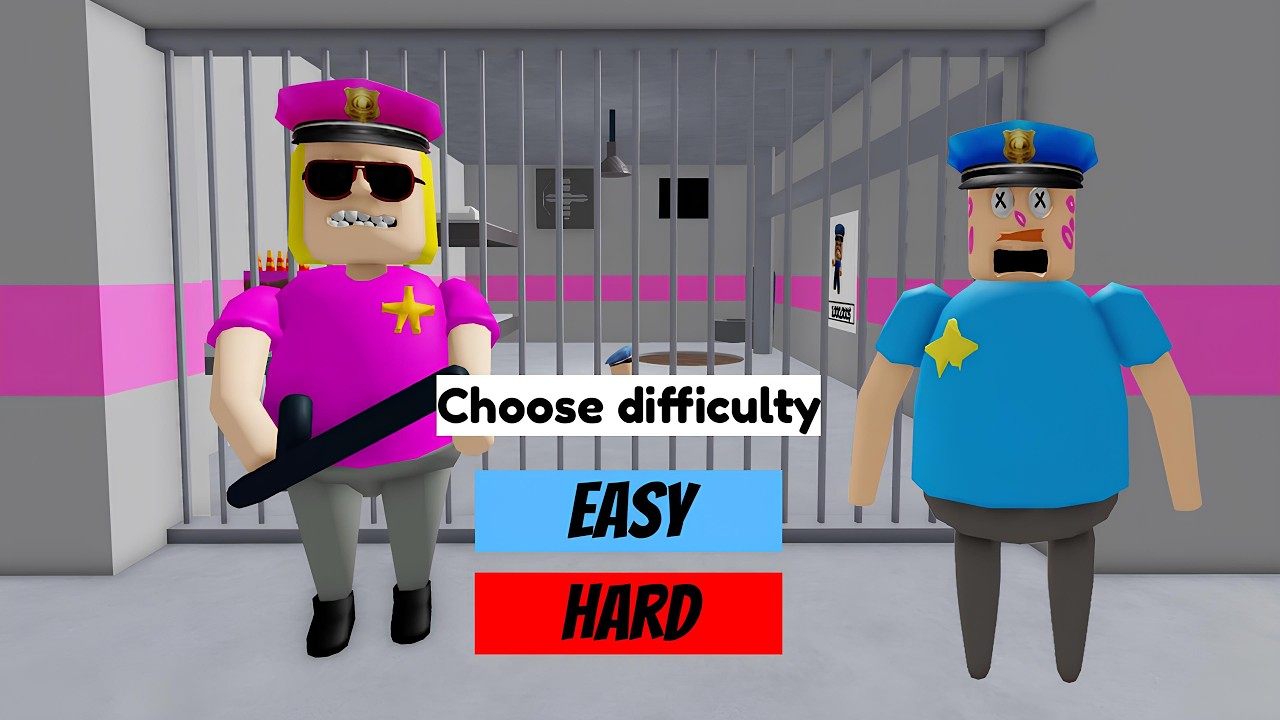 POLICE GIRL PRISON RUN Obby New Update - Roblox All Bosses Battle All Items!