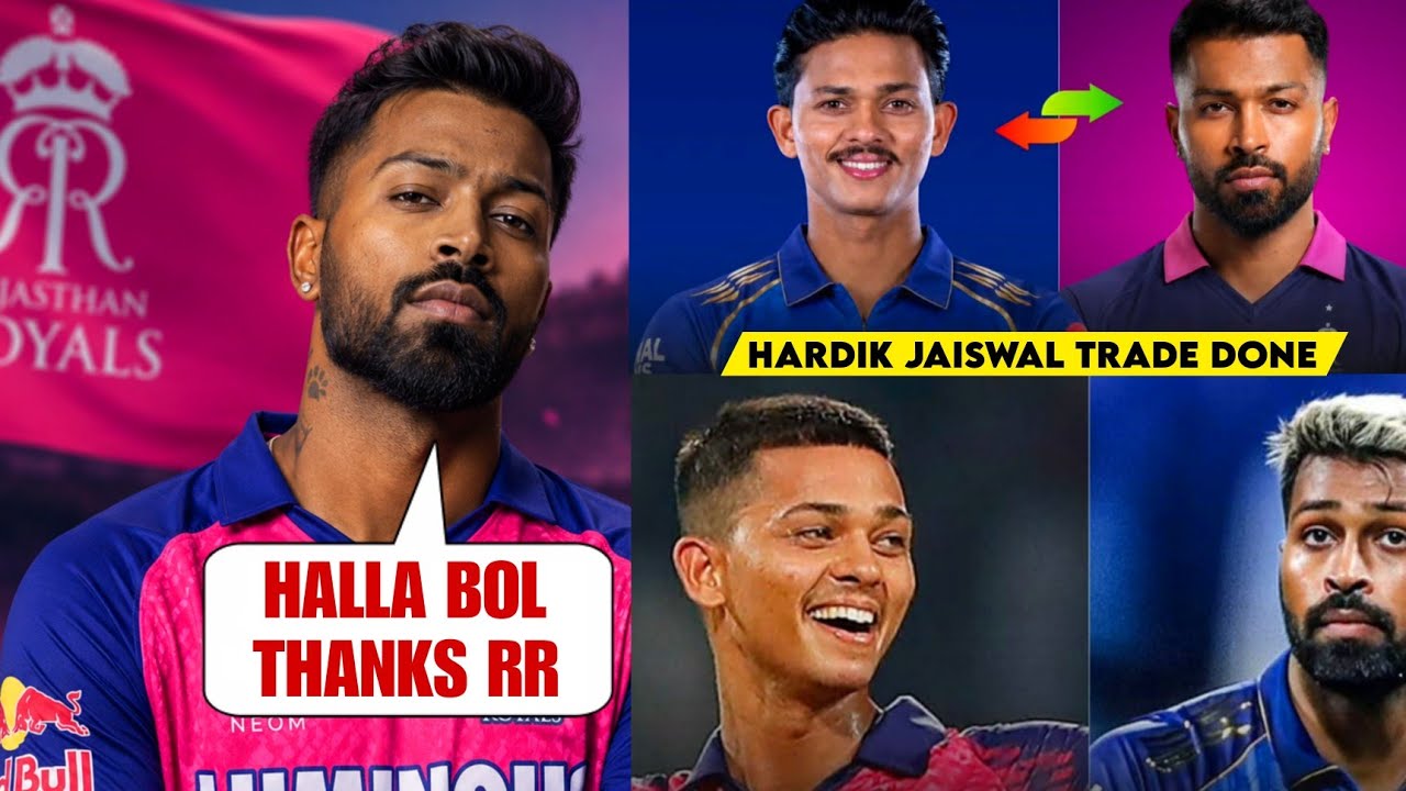Hardik Pandya Y Jaiswal Trade - Hardik Pandya Reaction After His Trade to RR in Place Of Y Jaiswal background