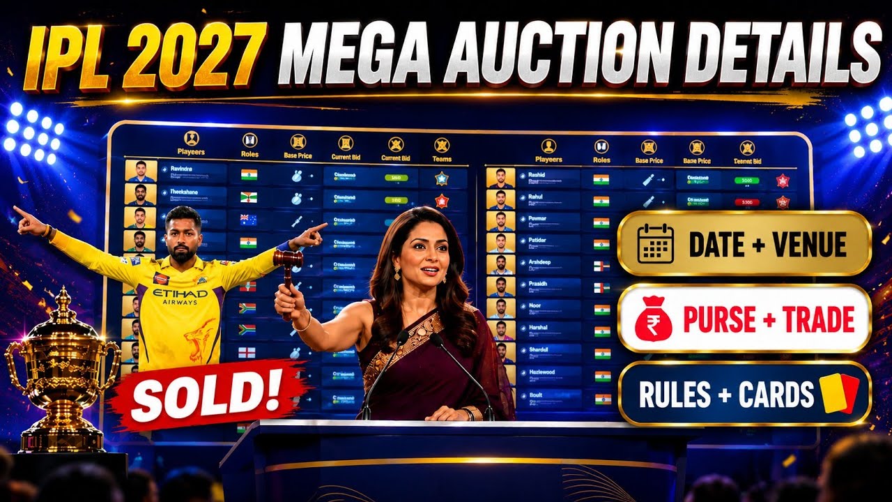 IPL 2027 Mega Auction - IPL 2027 Auction Date | IPL Auction 2027 Details | IPL 2027 Auction Kab Hoga