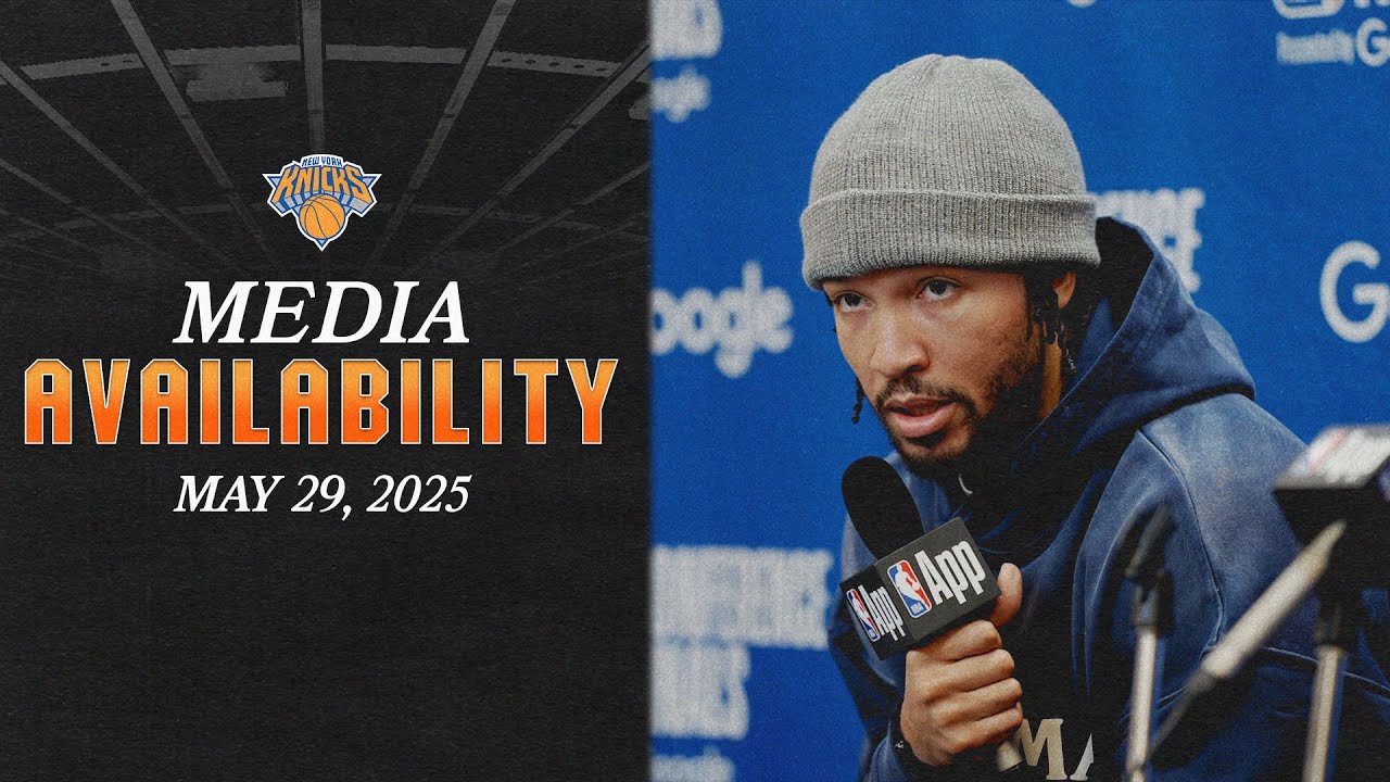 Jalen Brunson and Karl-Anthony Towns post game media | May 29, 2025 background