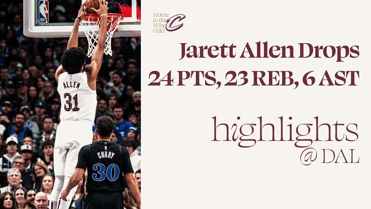 Jarrett Allen Highlights at Dallas | 12.27.2023 background