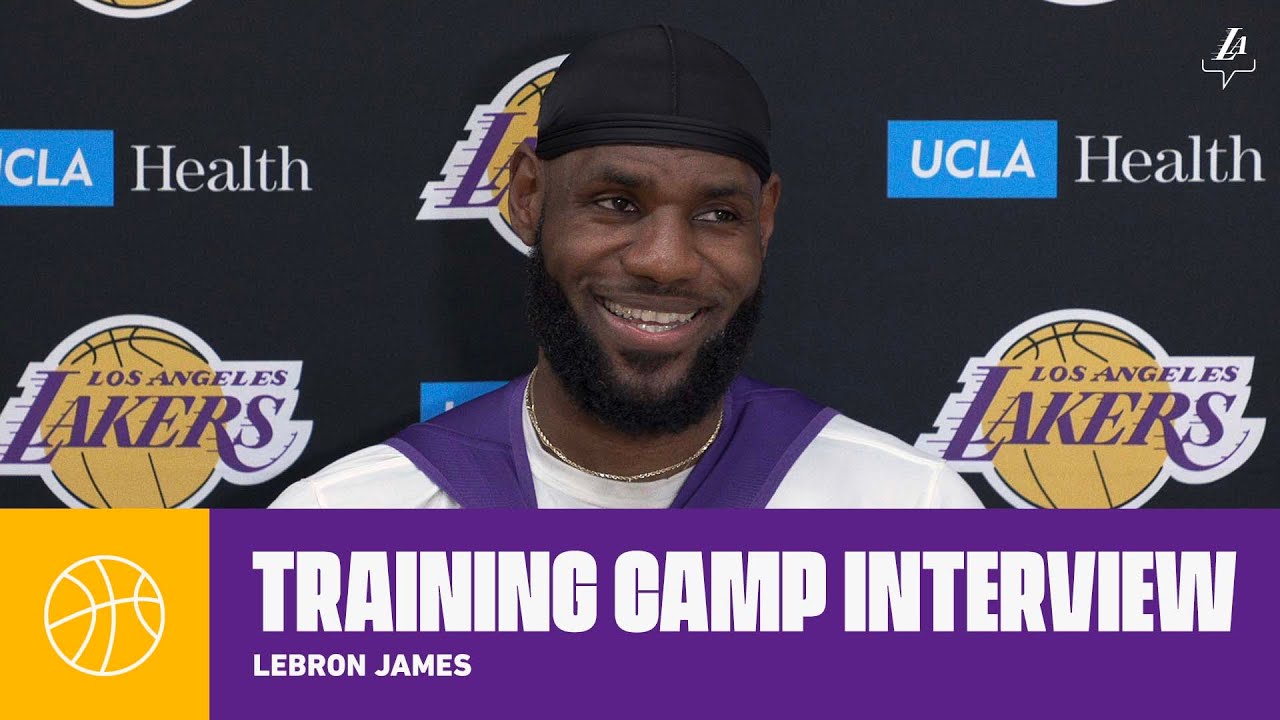 LeBron discusses his relationship with Coach Vogel, and Opening Night excitement | Lakers Practice background