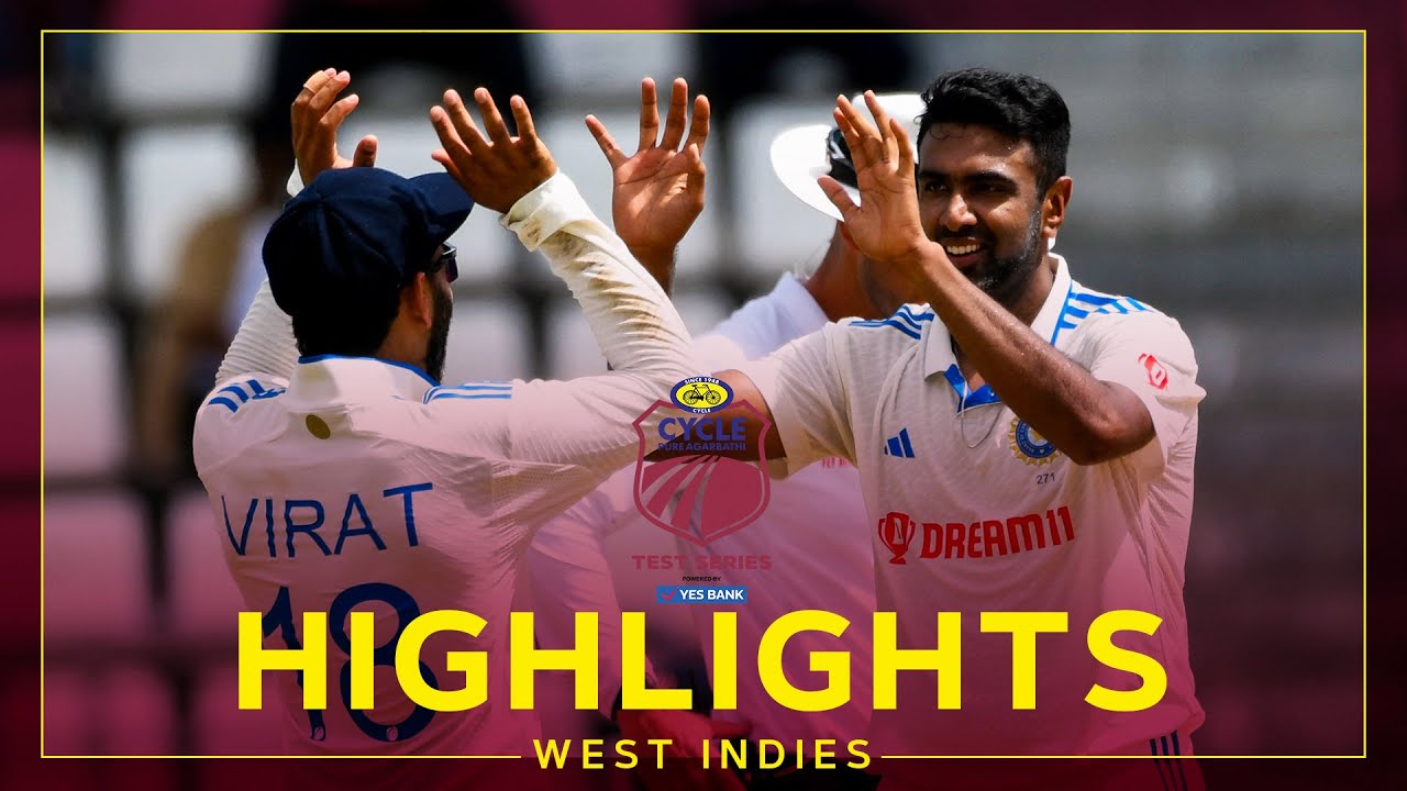 Highlights | West Indies v India | Ashwin Stars With 5-60 | 1st Cycle Pure Agarbathi Test Day 1 background