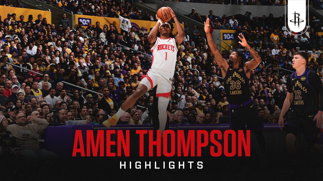 Amen Thompson (16 points) Highlights vs. Los Angeles Lakers background