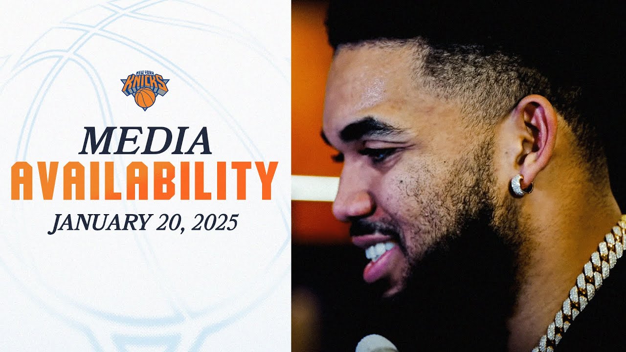 Karl-Anthony Towns, Josh Hart, and Jalen Brunson post game media | January 20, 2025 background