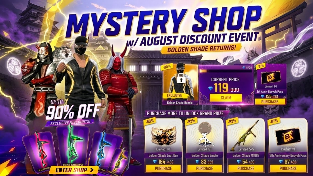 ALL POCKER MP40 RETURN FREE FIRE | AUGUST MYSTERY SHOP EVENT FF | FREE FIRE NEW EVENT l FF NEW EVENT background