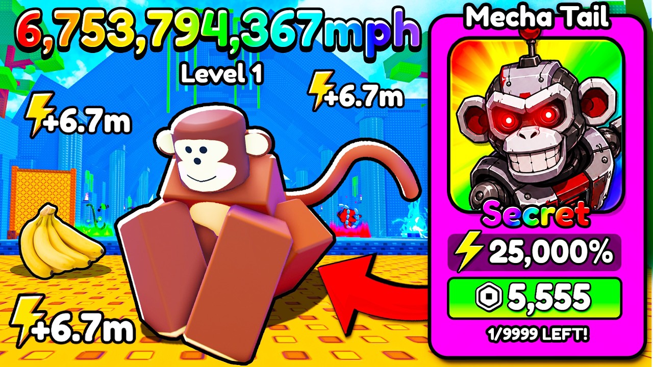 Starting Over as NOOB with BEST TAIL in Speed Monkey Escape! (Roblox) background