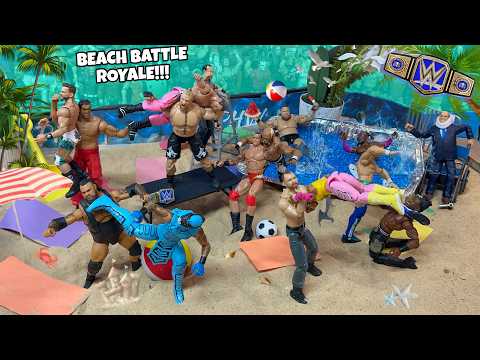 13-Man BEACH BATTLE ROYALE | World Heavyweight Championship | WWE Action Figure Match! background