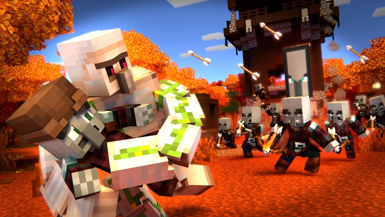 PILLAGER REBEL - Pillager and Iron Golem vs Pillager Army - FALL UPDATE (Minecraft Movie Animation) background