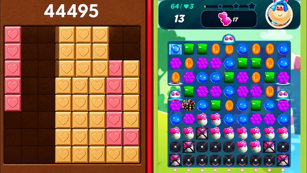 🧩 Block Blast Puzzle VS Candy Crush Saga 🍬 All Levels Satisfying Gameplay (Android/iOS) background