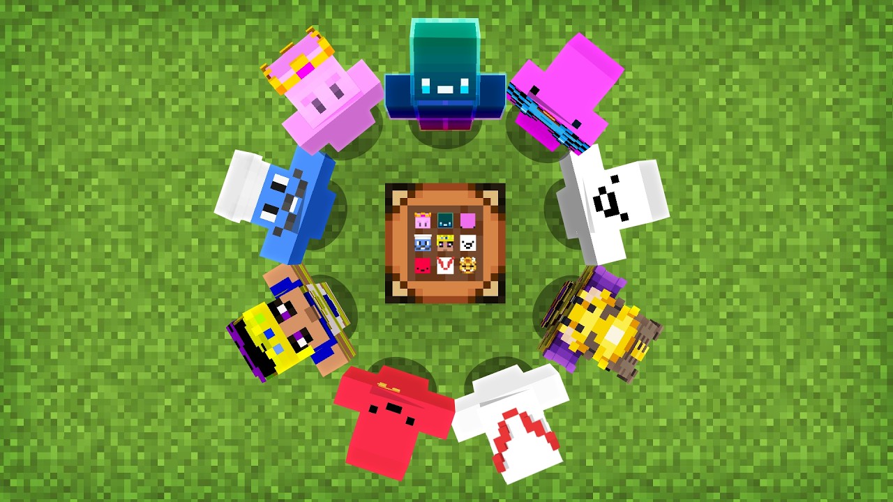 9 YouTubers Share 1 Crafting Table In Minecraft background