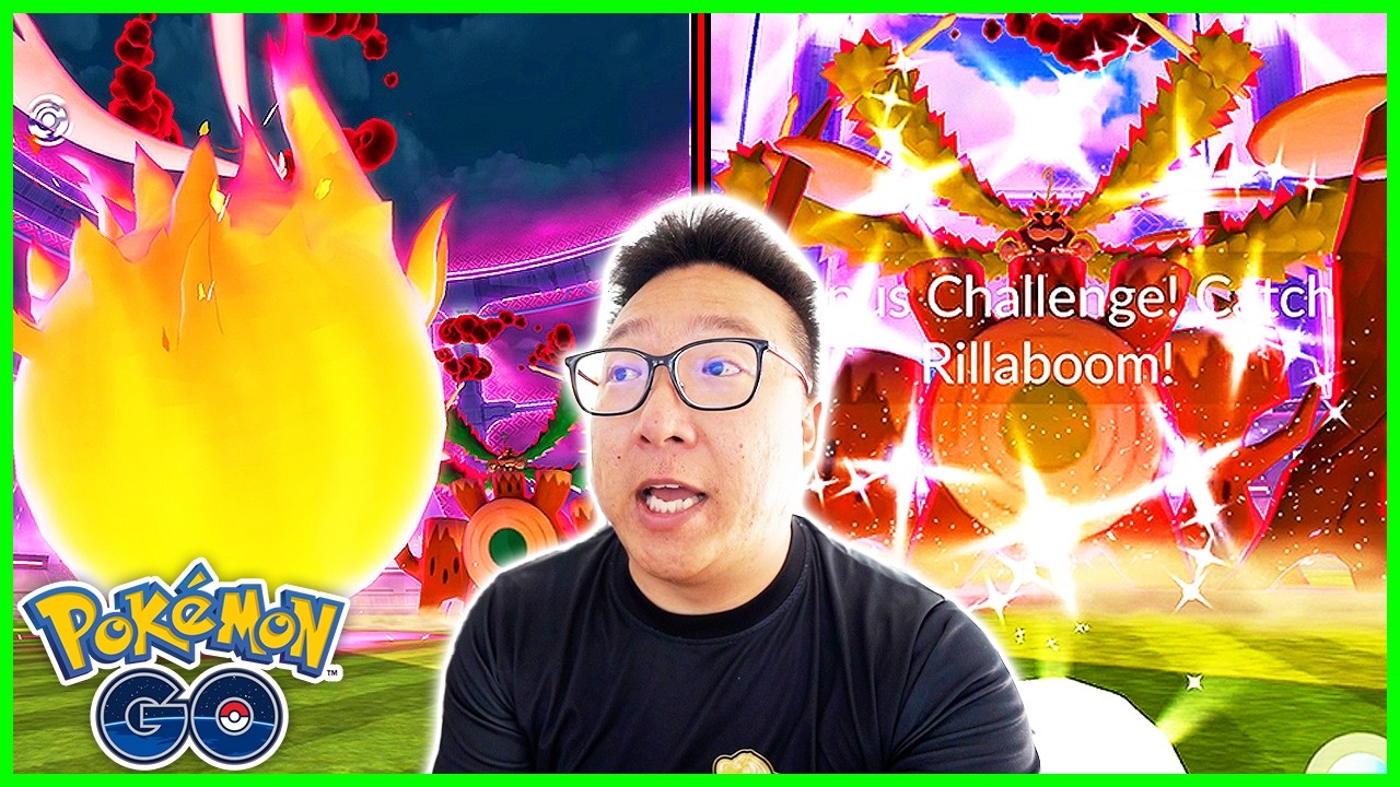 35 GMax Rillaboom Max Battles in Pokemon GO background