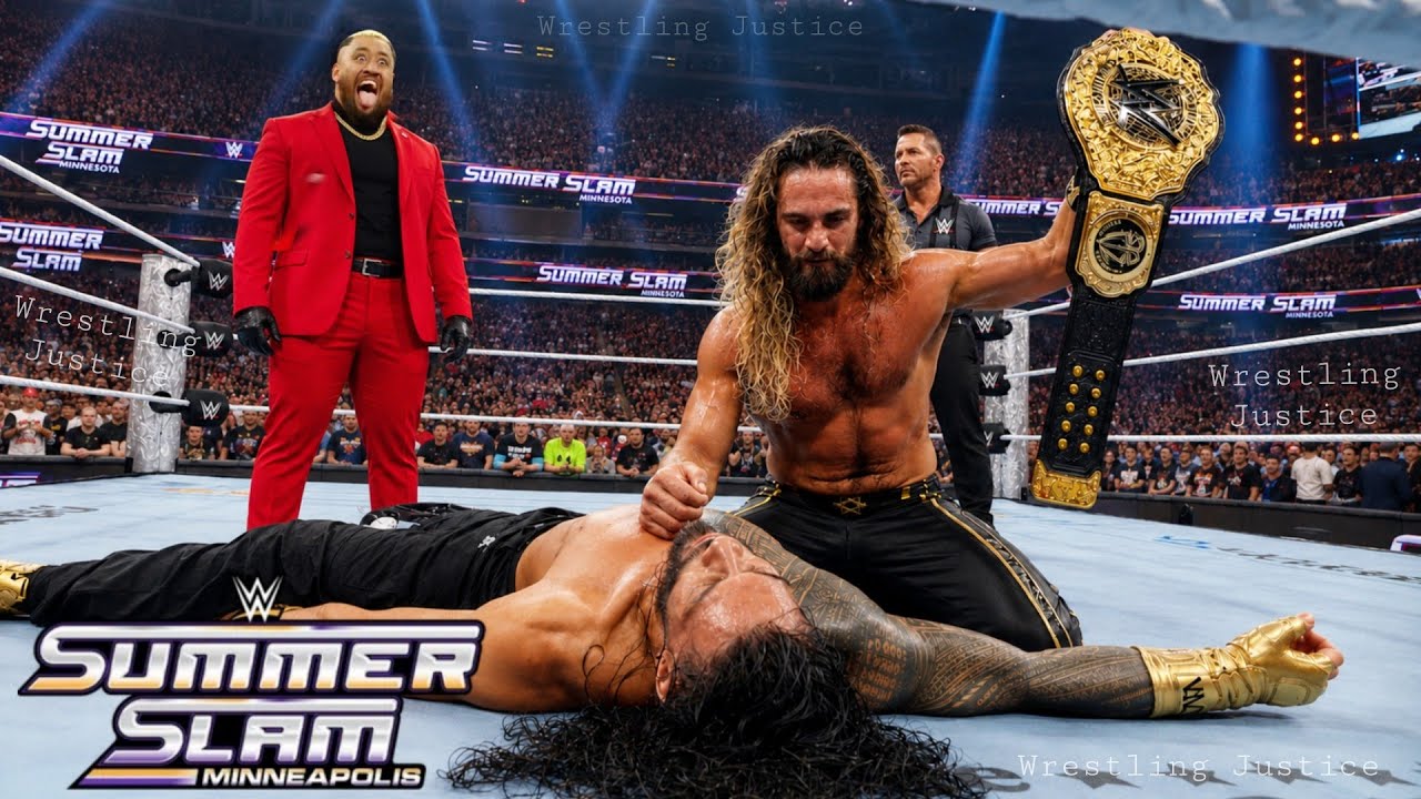 Roman Reigns Vs Seth Rollins World Heavyweight Championship Match WWE Summerslam 2026 Highlights background