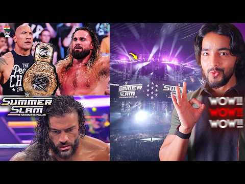 WWE SUMMERSLAM 2026π₯....STAGE, CHAMPIONSHIP MATCH, THE ROCK, ROMAN REIGNS, SETH ROLLINS background