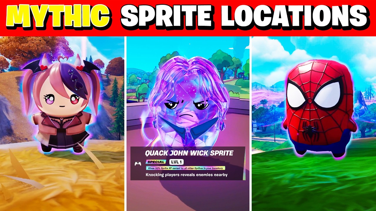 How to Find 3 *RARE* MYTHIC SPRITES in Fortnite!
