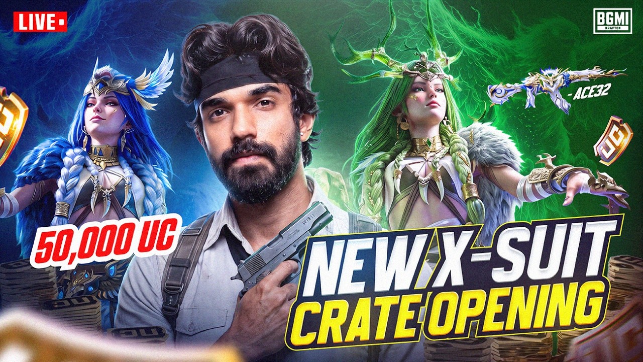 50K UC NEW X SUIT CRATE OPENING BGMI LIVE !insta