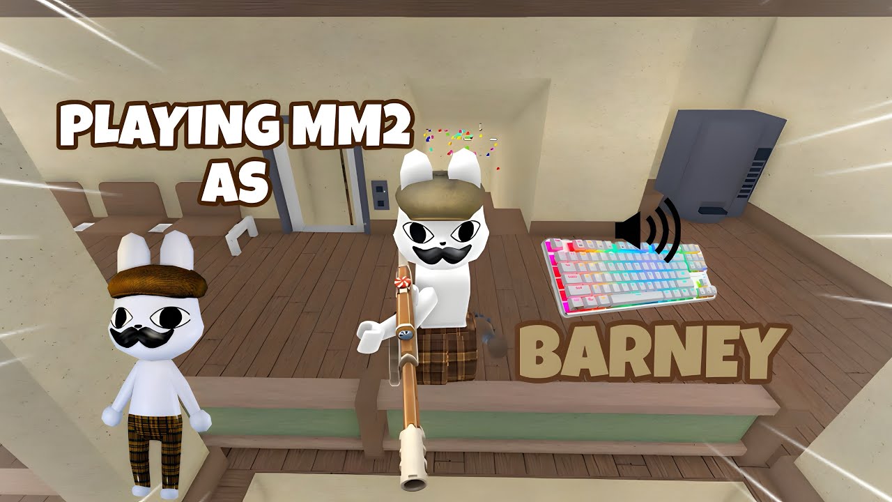 BARNEY DESTROYS TEAMERS IN MM2 + GAMEPLAY (KEYBOARD ASMR) background