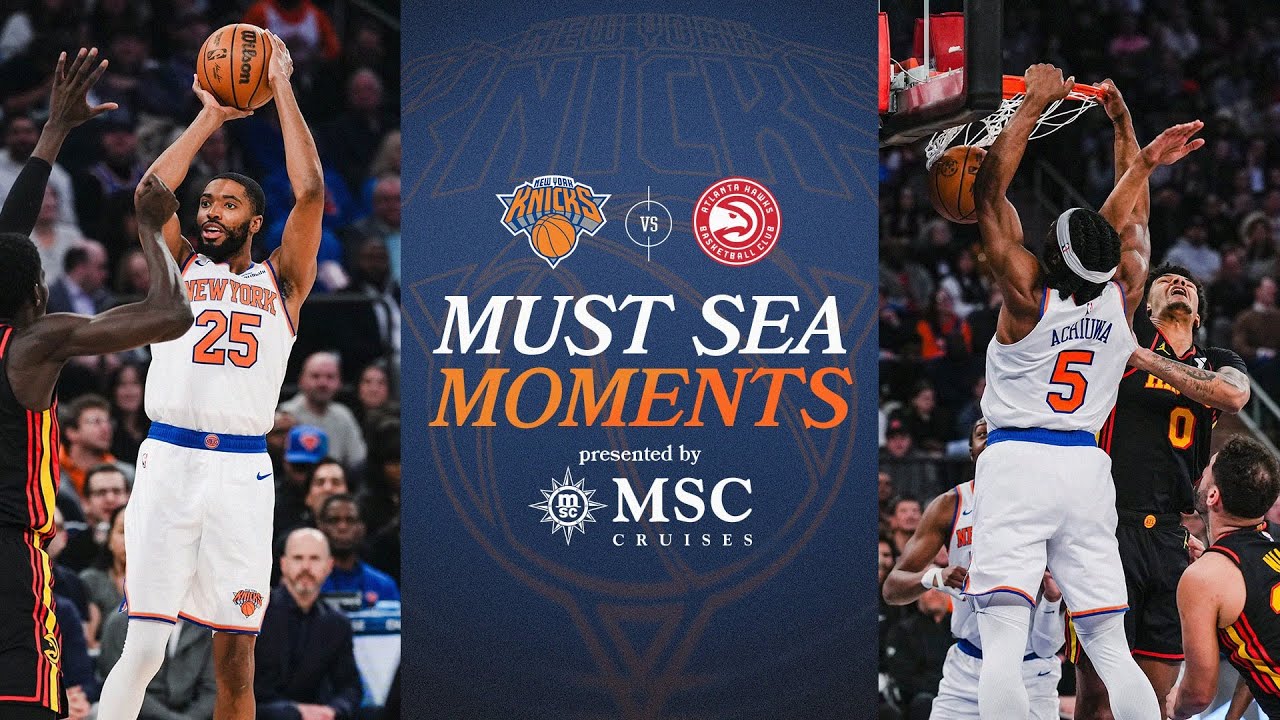 Knicks BATTLE Atlanta Hawks and get the win in OT | February 12, 2025 | FULL Game Highlight background