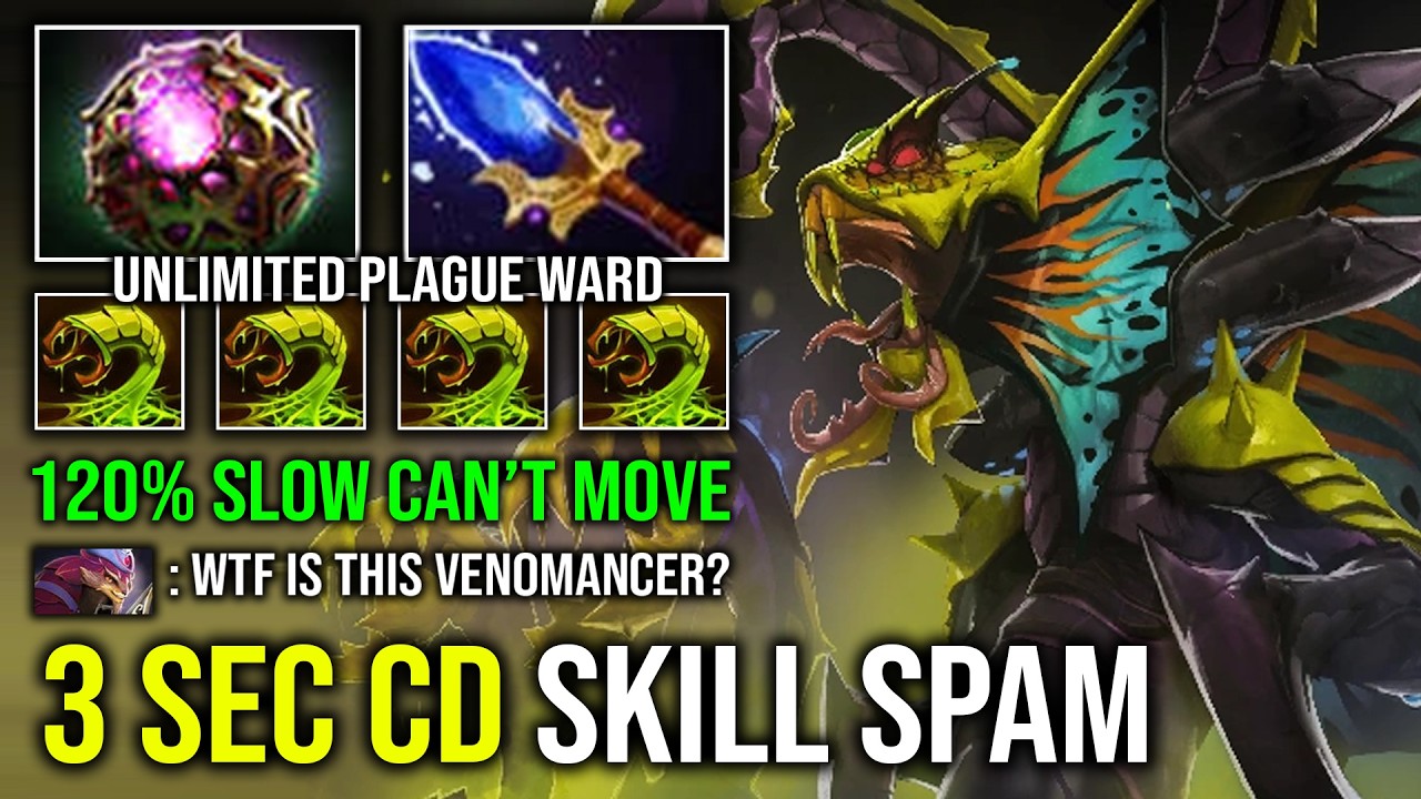 How to Carry Mid Venomancer with 3 Sec CD Skill Spam Unlimited Poison Crazy Slow DPS Dota 2 background