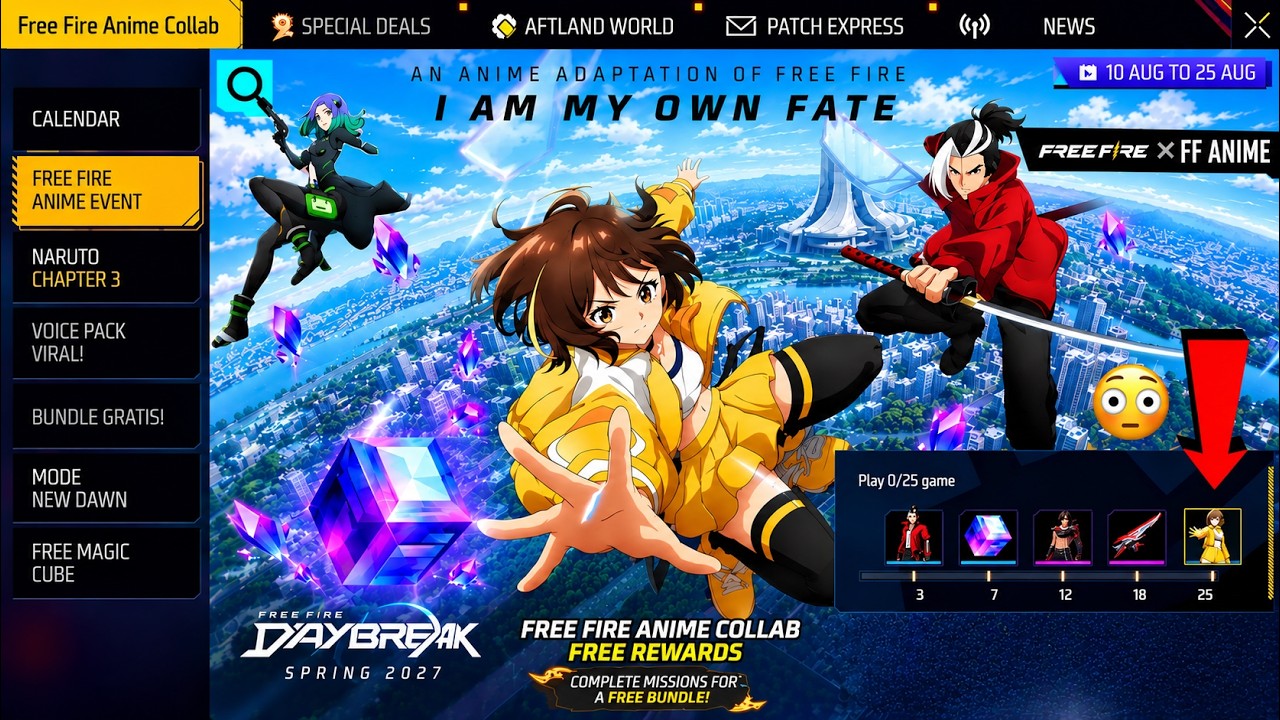 101 % Confirmed Free Fire Anime Event Free Rewards ЁЯШШ Gaming Rules 2026 | Free Fire New Event