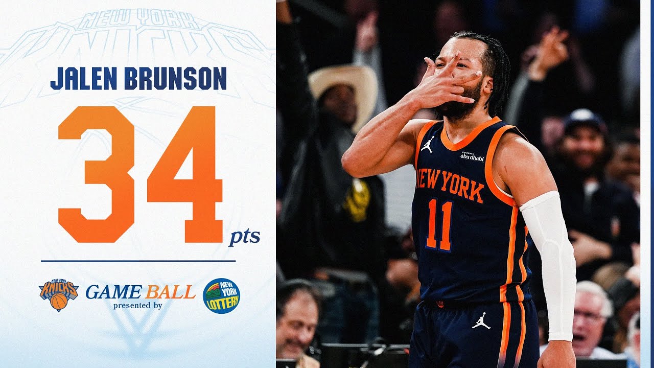 Jalen Brunson drops 34 PTS against the Philadelphia 76ers | February 26, 2025 background